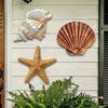 3 Stück Strand Wanddeko Holz Muschel Seestern Wanddekoration Rustikal Ozean Küste Nautisch Wandkunst für Wohnzimmer Badezimmer Balkon