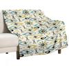 Mid Century Shapes In Blue and Gold Throw Blanket Ultra Plush Cozy Blanket for Napping Sleeping