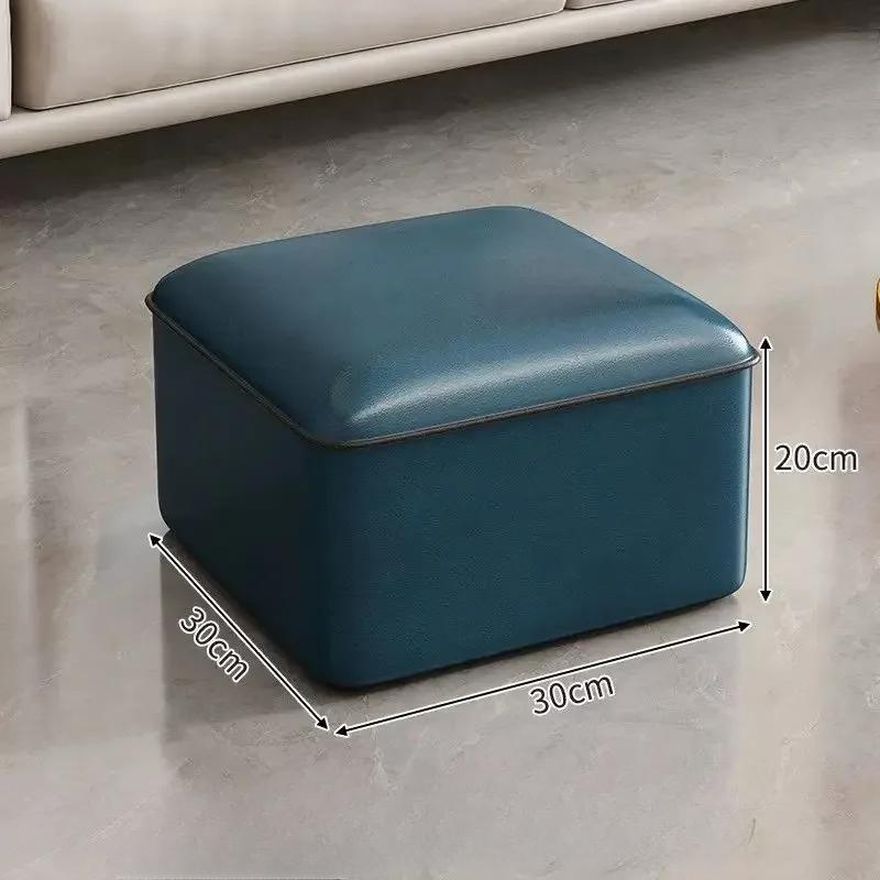 Stolička Domácí lehká luxusní nízká stolička Dveřní boty Převlékací stolička Čtvercová stolička Obývací pokoj Pohovka Boční lavice Kožené taburetky Pouf