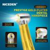 Dental High Speed Handpiece Dental Turbine 2/4 Hole Dental Handpiece with Push Button Spray Gold Color Titanium Alloy