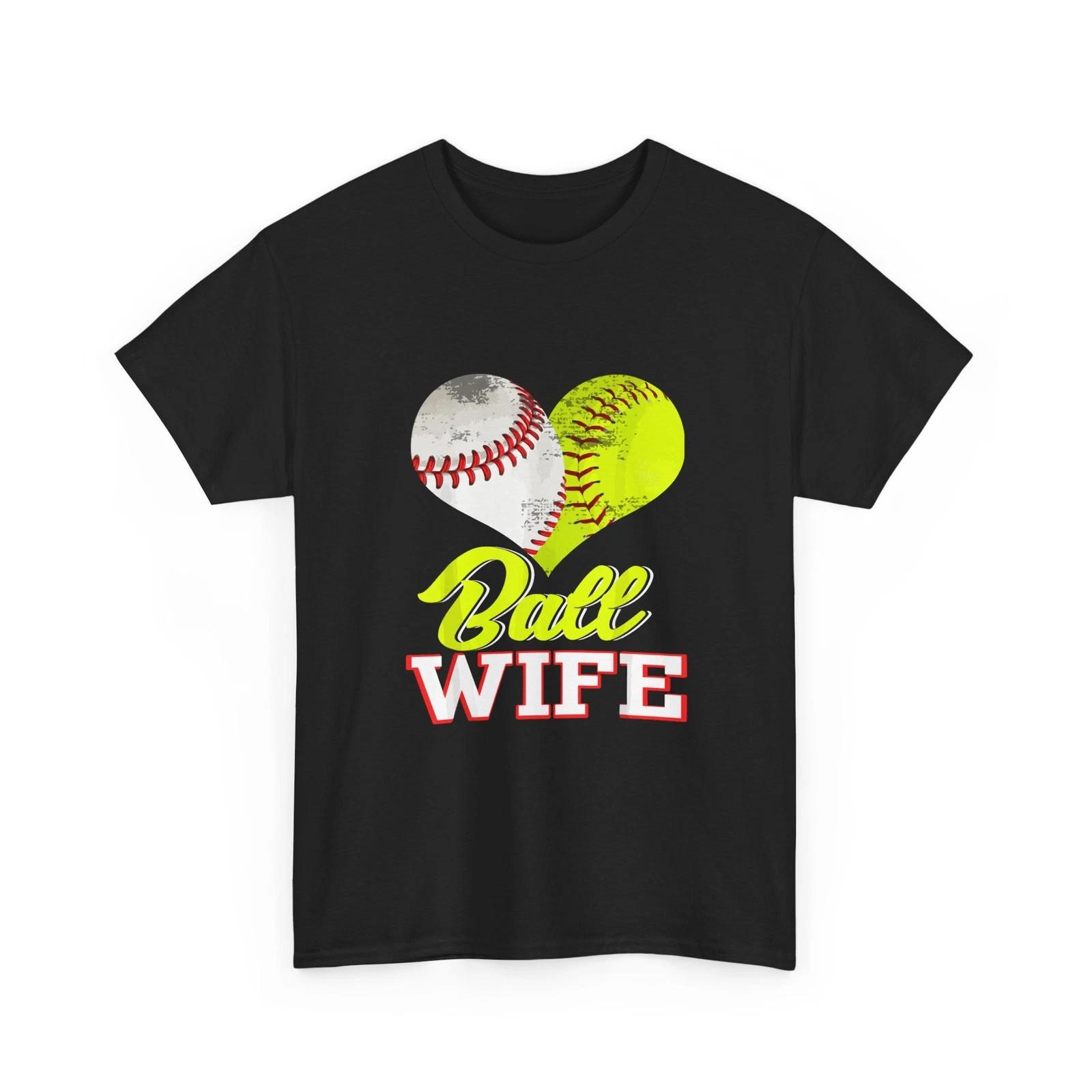 Ball Wife Women’s T-Shirt | Baseball and Softball Heart Graphic, Quality Cotton 2XL