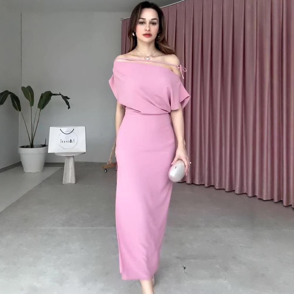 2025 Sommer Europäisches & Amerikanisches Damen Einseitiges Sexy Schlankheitskleid