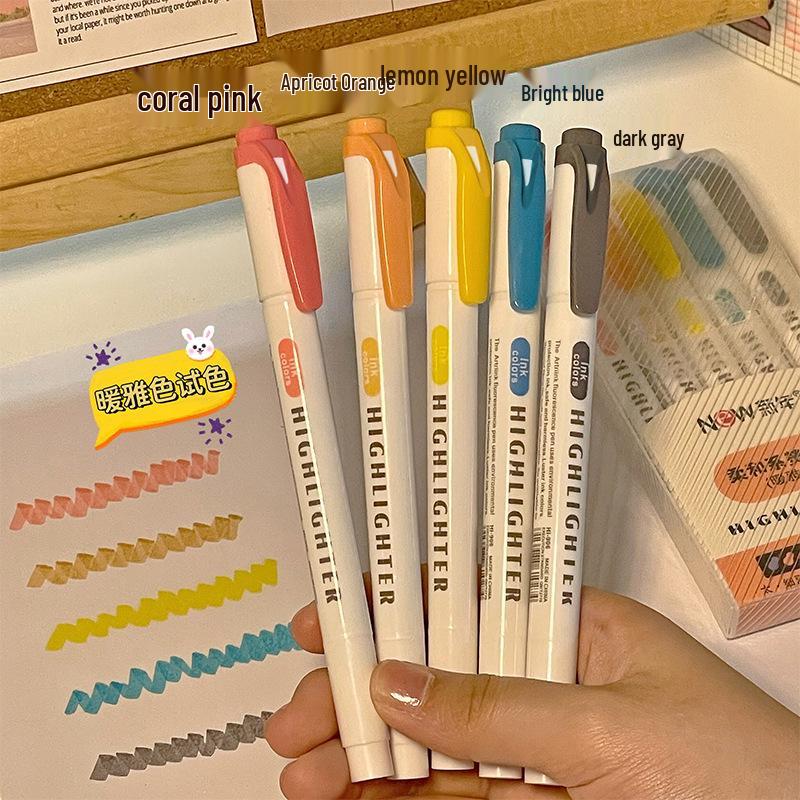 Double-Ended Fluorescent Pens, 30 Vibrant Colors - Non-Bleeding for Student Planners & Highlights