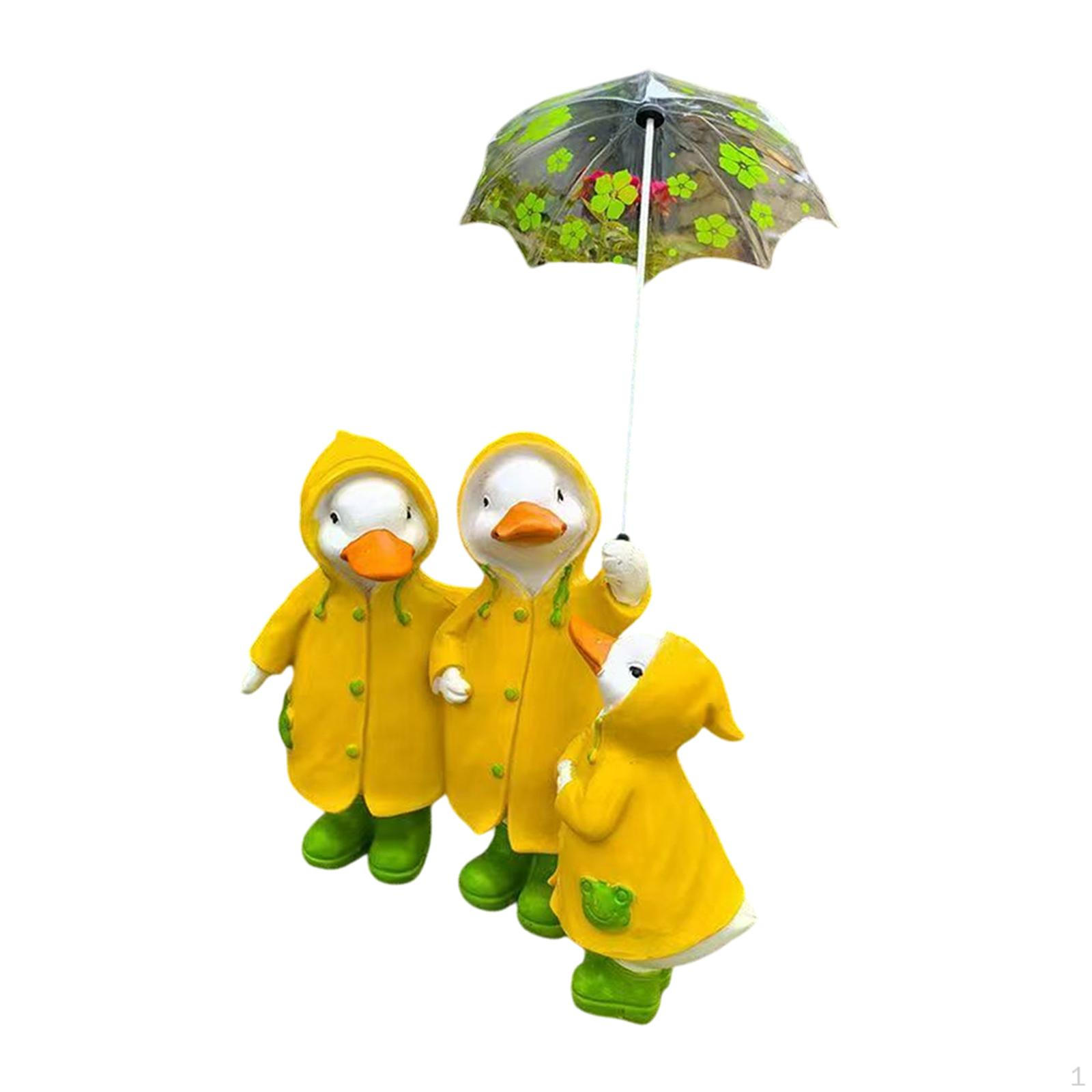 

Фигурка утки для двора, миниатюрная поделка с зонтиком, садовый аксессуар 3 Yellow Ducks