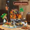 1487Pcs Pirate Series Rock Bay Moc Building Blocks Set Diy Architectural Model Assembly Toy Creative Ornament Kids Birthday Gift