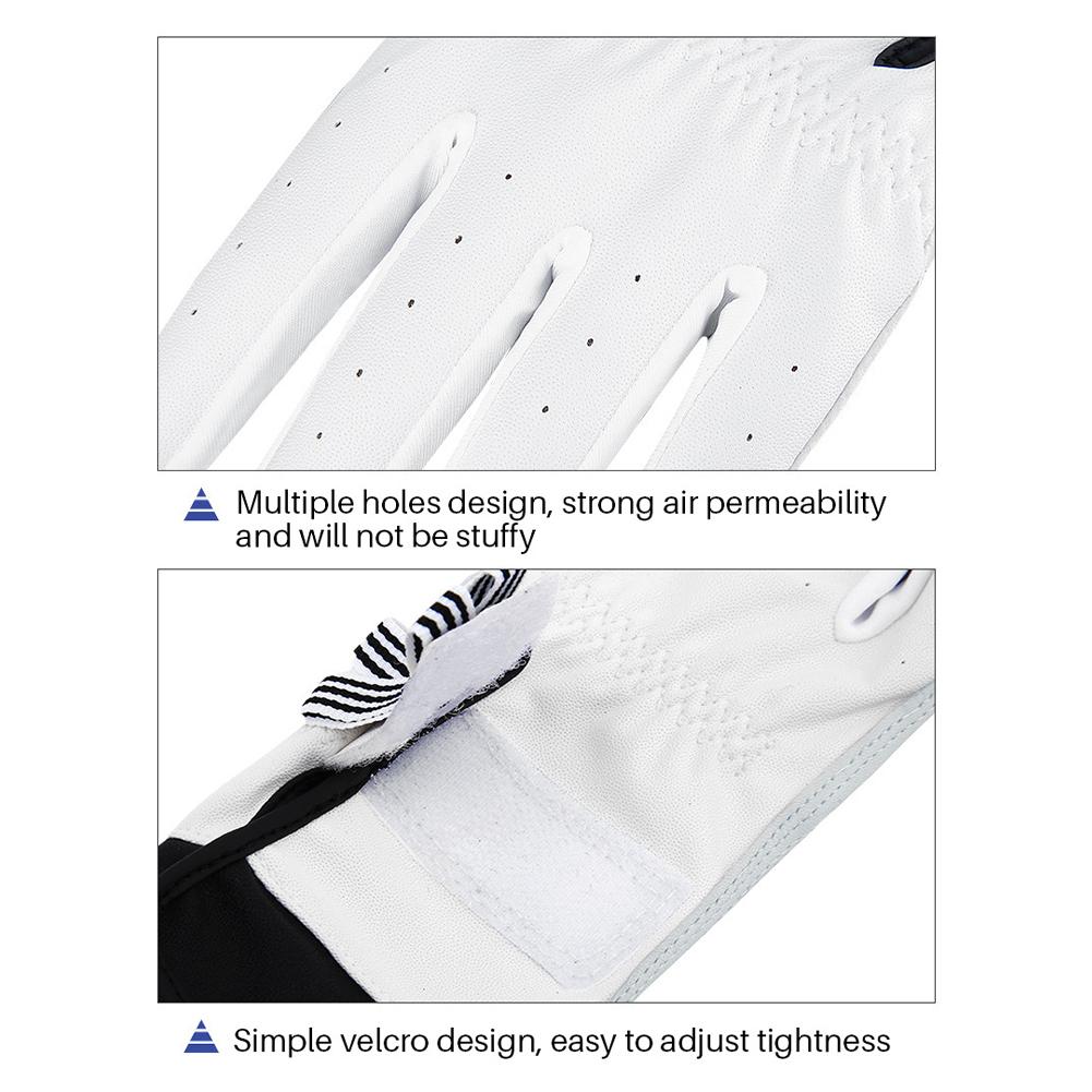1 par de guantes de golf con lazo para mujer con marca extraíble de piel de oveja, tela autoadhesiva, guantes deportivos antideslizantes con dedos completos