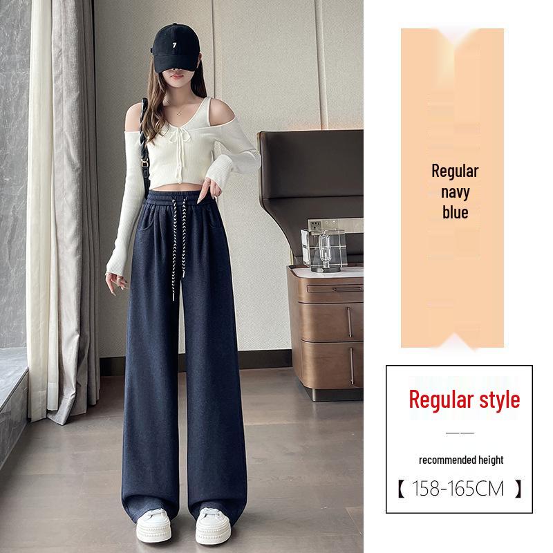 

Acetate Wool Wide-Leg Women s Pants - 2026 Autumn/Winter Drape Velvet Long Casual Style M