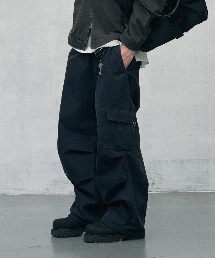 Ledeoli Parachute Wide Cargo Pants [Cotton Beige]