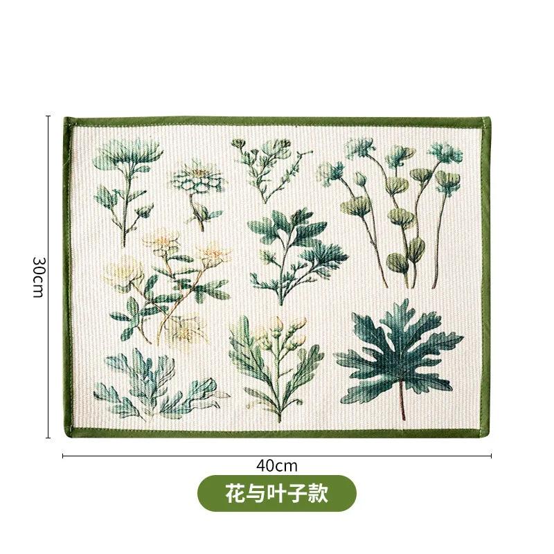 1Pc 30x40cm Rectangle Thicken Cotton Woven Flower Printed Dining Table Mat Insulation Pad Home Kitchen Placemat