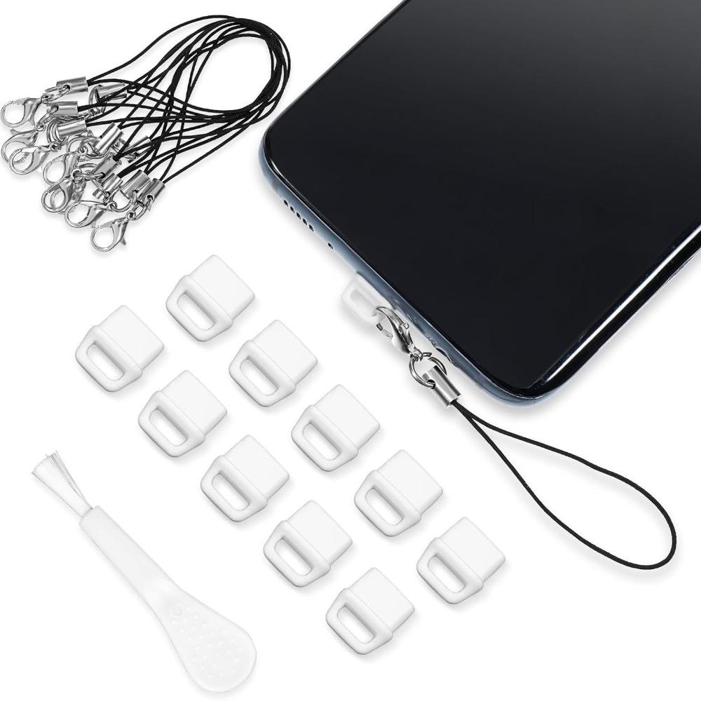

10pcs Type-C Phone Dust Plug Set Dustproof Charging Port Cleaner Cleaning Brush Set Electronic Care