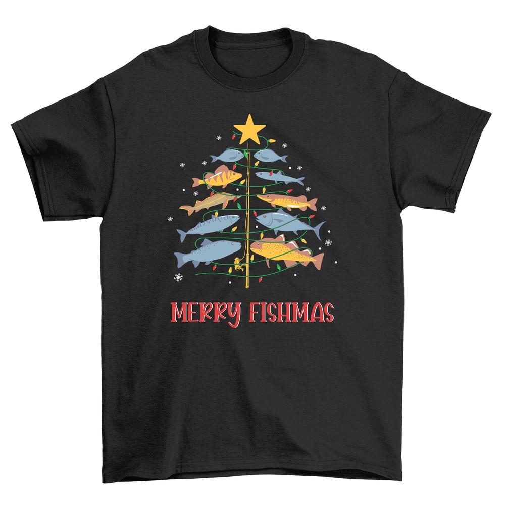 

Merry Fishmas 21-1130-21-Pe cgine T-shirt - Funny Christmas Fish Tree Design - 2XL