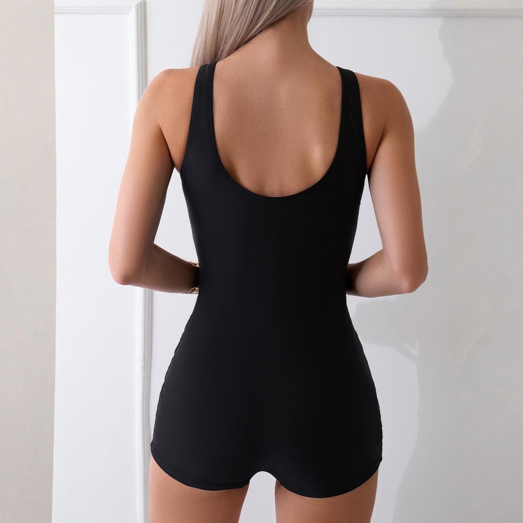 Women's Printed Patchwork Sports Competitive One-Piece Swimsuit