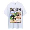 Derivados de Animación One Piece Luffy Sanji Estampado Moda de Verano para Hombres y Mujeres Transpirable Calle Camiseta de Manga Corta