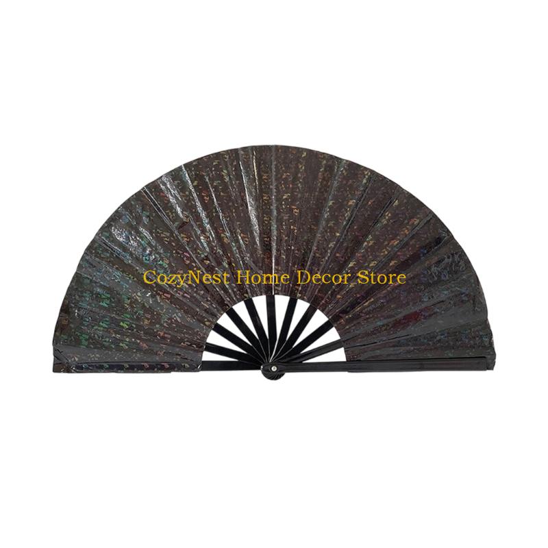 92MF Ручной веер Складной ручной веер Пластиковый ручной веер для выступлений, Свадьбы Black fan frame чёрный