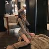 Women's Autumn/Winter Waist-Cinching Knitted Dress, Short Bodycon Skirt with Buttons, Elegant Style, New Yarn Fashion