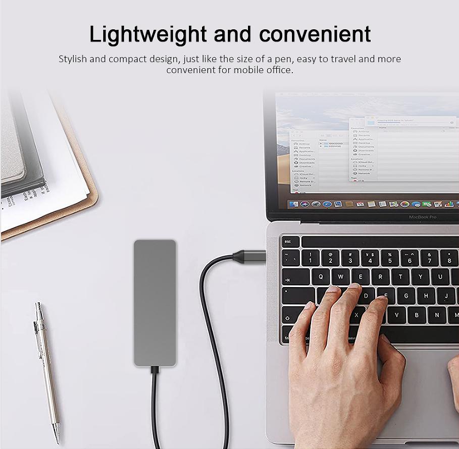 Multifunction 5 in 1 USB-C Docking Station with 4K HDTV USB3.0 5V Charging Aluminum Alloy Laptop & Phone Hub Adapter in Stock