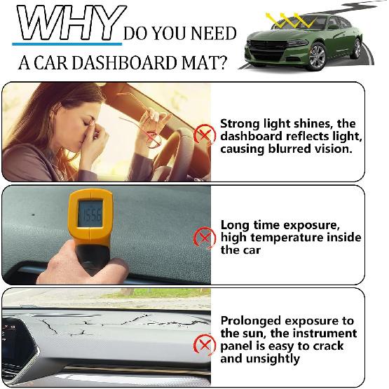 Fit for Dodge Charger 2011-2023 Accessories (Without HUD) Dash Cover Custom Dashboard Cover Mat Non-Slip Pad Sunshield Cover Center Console Protector