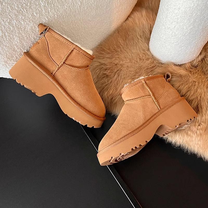 New Platform Mermaid Short Boots Snow Boots Women's Fur Integrated Short Tube Winter Velvet Cotton Shoes Women