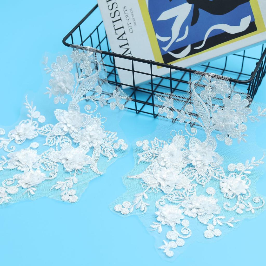 Trójwymiarowa siatka DIY wielowarstwowa haftowana koronka akcesoria koronka do kwiatu naklejki z tkaniny suknia ślubna damska odzież sceniczna