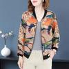 Elegant Spring/Summer Slimming Floral Baseball Jacket, Plus Size Casual Top