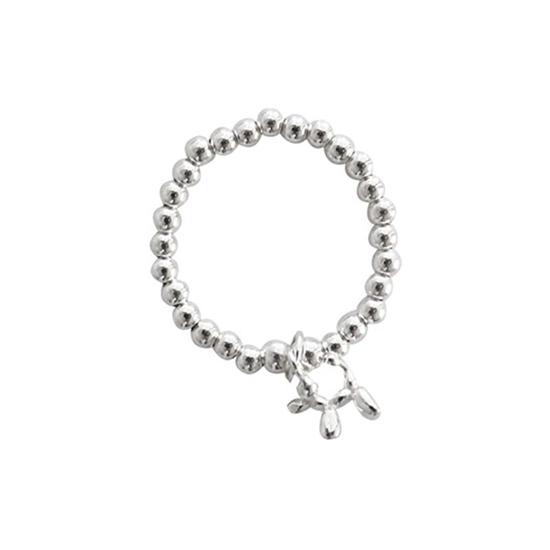 Foxanry Stamp Cute Dog Elastic Rings Party Jewelry For Women Ins Fashion Creative Bead Chain Finger Rings Accessories Gifts