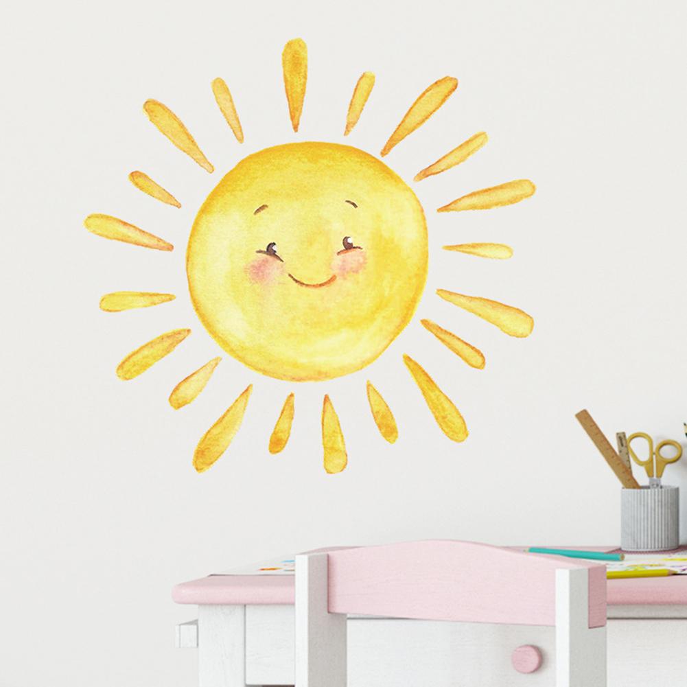Kinderzimmer Cartoon Sonne Wandaufkleber Dekorative Wandaufkleber Bequeme Entfernung Hitzebeständig PVC-Material