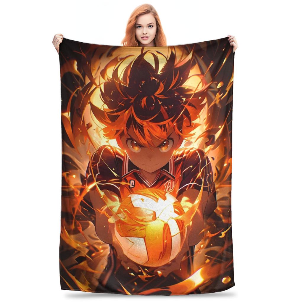 Hinata Shoyo Haikyuu  Knitted Blankets  Fleece Throw Blanket Summer Air Conditioning Printed Soft Warm Bedspreads,