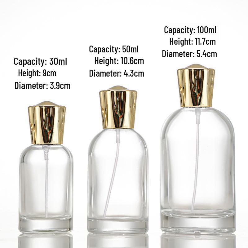 Compact Transparent Glass Perfume Spray Bottle - Travel-Friendly Snap-On Decanter