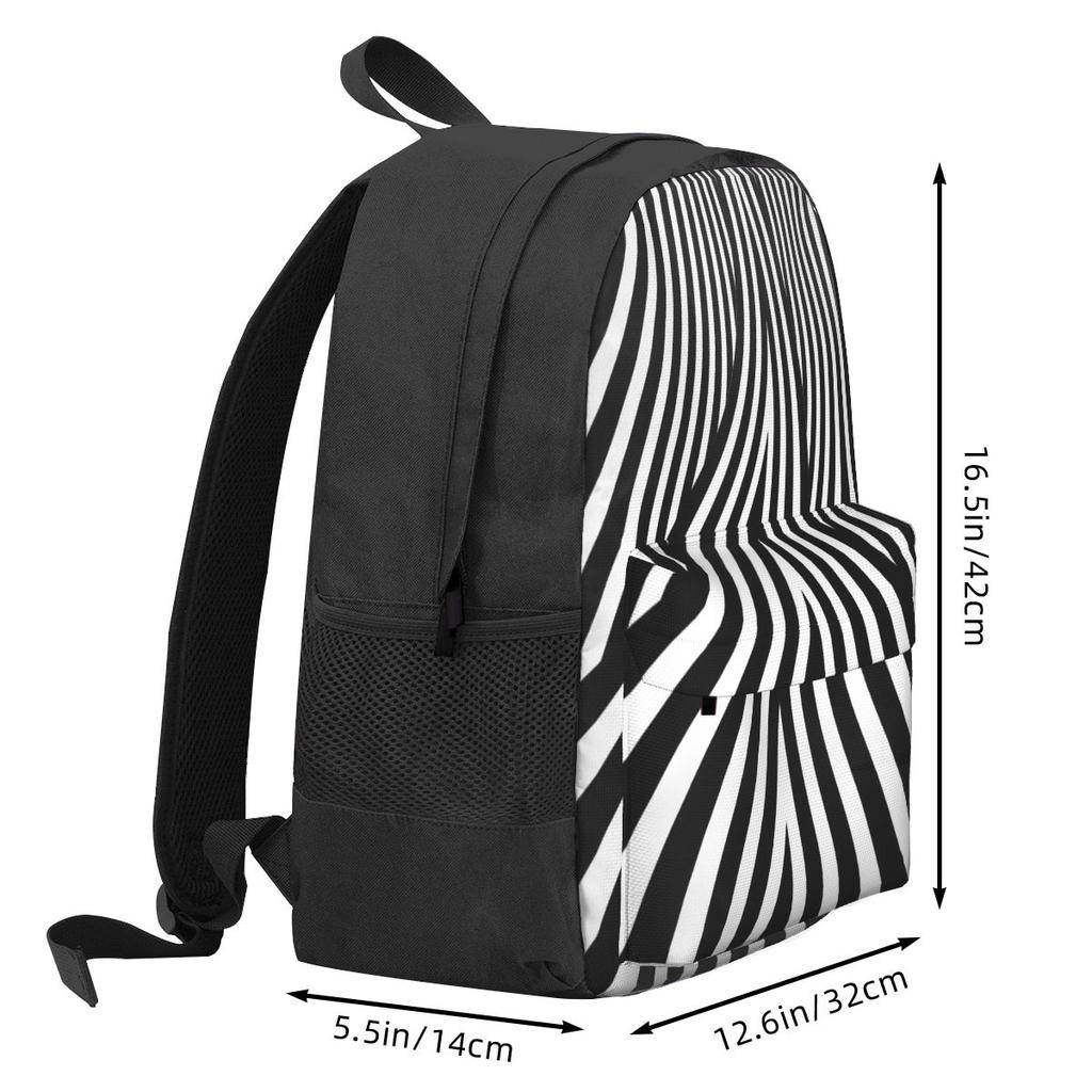 Black And White Striped Backpack Abstract Lines Stylish Backpacks Women Men Sport Pattern School Bags High Quality Rucksack