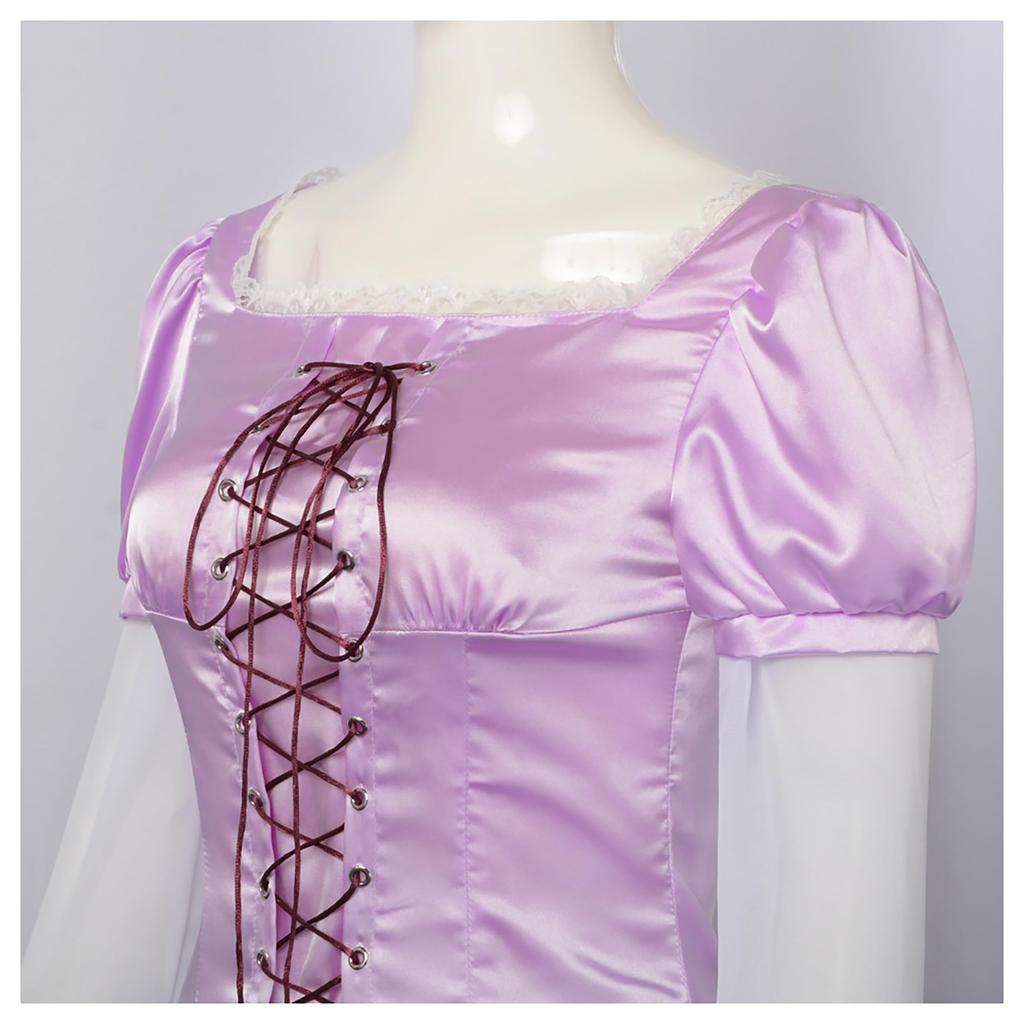 Midoriya Rapunzel Cosplay Costume, Princess Dress, Purple, Adult Halloween Costume, Long Dress with Lace (3XL)