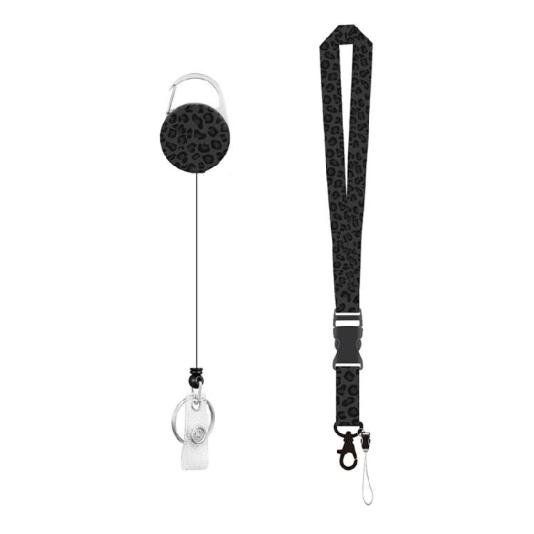 Leopards Retractable Badge Holder Waterproof ABS Card Holder With Retractable Lanyard For Corporate Business Employee
