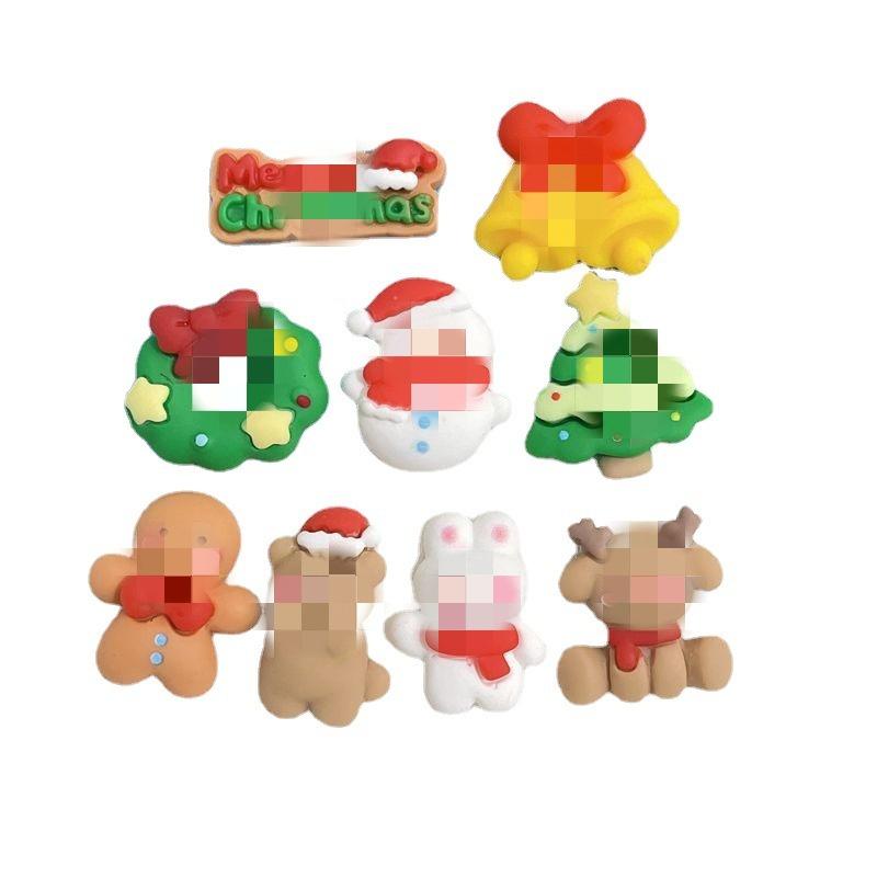 Creamy Adhesive Diy Christmas Snowman Wreath Resin Accessories For Phone Cases And Hair Accessories