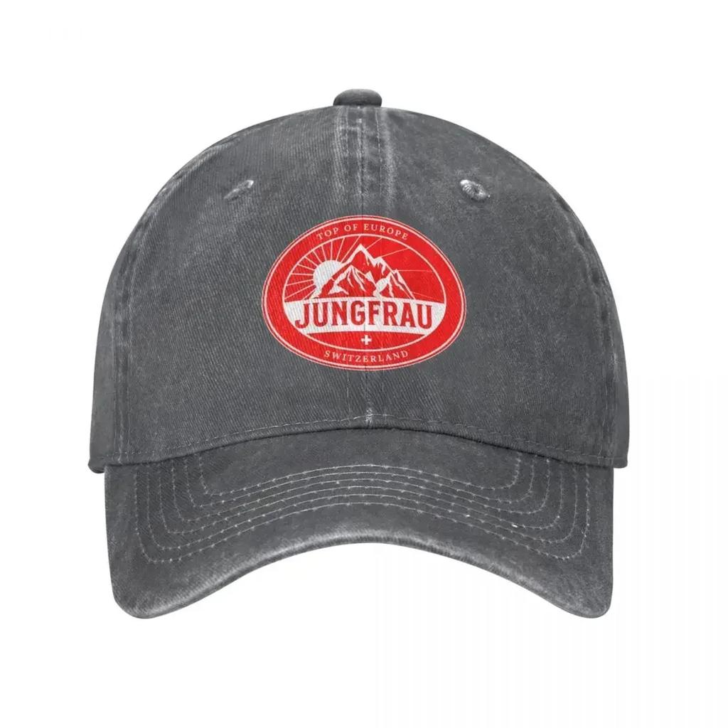 Jungfrau, Switzerland - Top of Europe. Outdoor Seal with Swiss Flag Baseball Cap Snap Back Hat |-F-| Hat Male Women'S