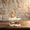Warm Atmosphere Ornaments Fairy Tale Little Boy and Fox Wooden Figurine, Rustic Desktop Statue, Artistic Carved Decorative Tabletop Figurines