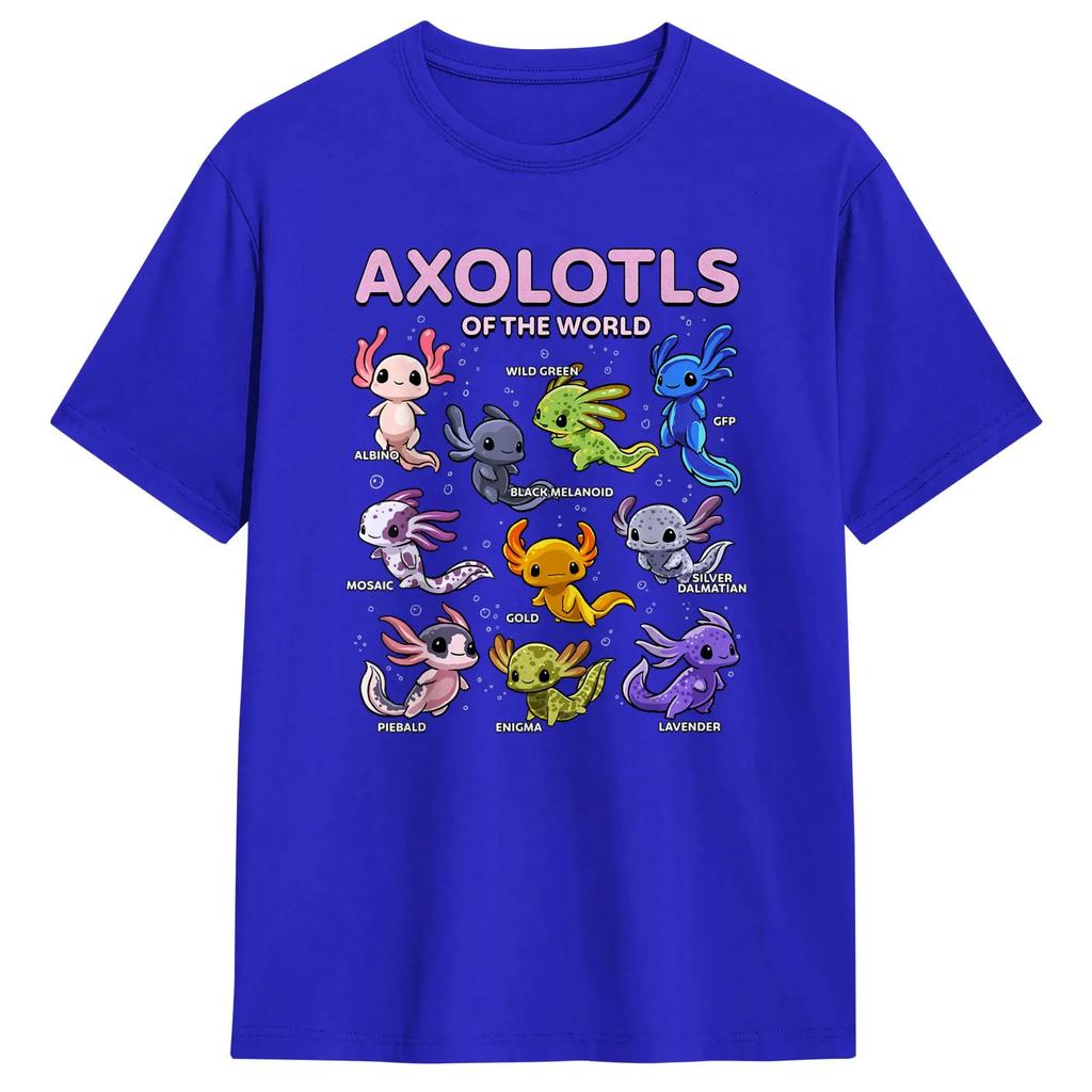 T-shirt da uomo Axolotl Kawaii Axolotl del Mondo Animali Axolotl Magliette in Cotone Manica Corta T-shirt Girocollo Abbigliamento