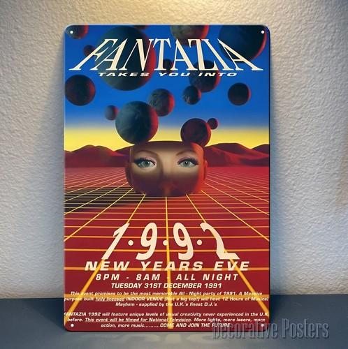 Флаер Fantazia 1992 UK рейв acid house Металлический плакат ЗнакРазмер 20x30см 20x30cm（7.8x11.8inch）