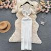 women's Ribbed Knit Maxi Dress Sleeveless Bodycon Split Hem Two Way Summer Long Dress