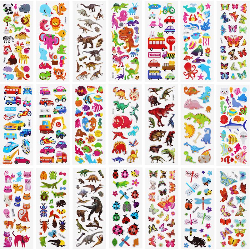 10Sheets 3D Bubble Stickers Cartoon Animal Cars Sticker Kids Boy Girl Birthday Party Favors Pinata Fillers Christmas Gift Toys