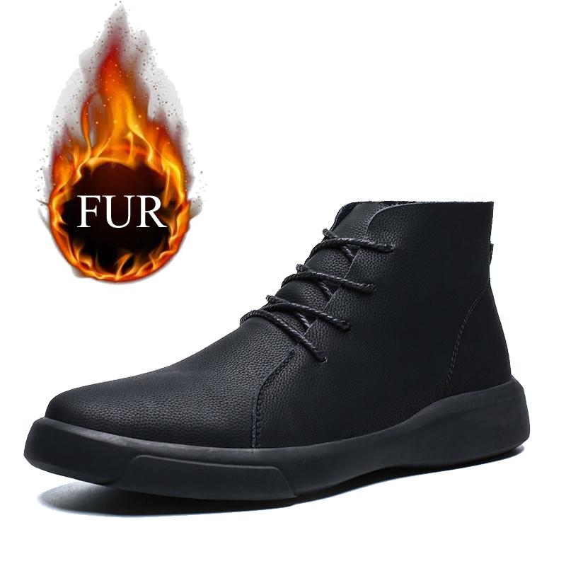 Mode Winter Herren Luxusmarke Stiefelette Outdoor Weichsohle Wanderschuhe Wüstenstiefel Plüsch Schnürleder Modische Denimstiefel