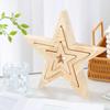 Christmas Star Table Decor 3 Pieces Farmhouse Holiday Decoration Wooden Star Tabletop Centerpiece Sign for Desk Coffee Table