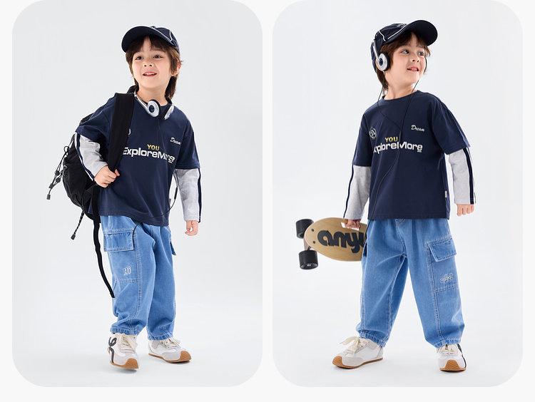 Dudu Home Kids' Jeans 2026: New Spring Style Boys' and Girls' Casual Long Pants.