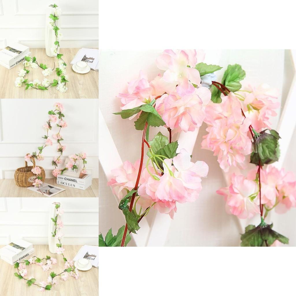 Lifelike Silk Cherry Flowers Garland For Weddings And Home Decoration 2.2m