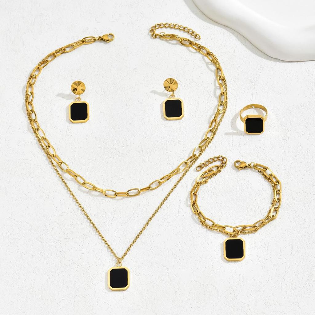 Trendy American Layered Geometric Choker Necklace Set for Women