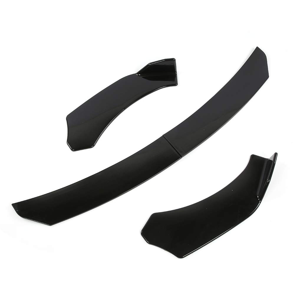 Qiilu Front Bumper Lip Body Kit ABS Front Car Front Bumper Lip Splitter Body Shovel Guard Universal Auto Modification Accessories Gloss Black Spoiler,