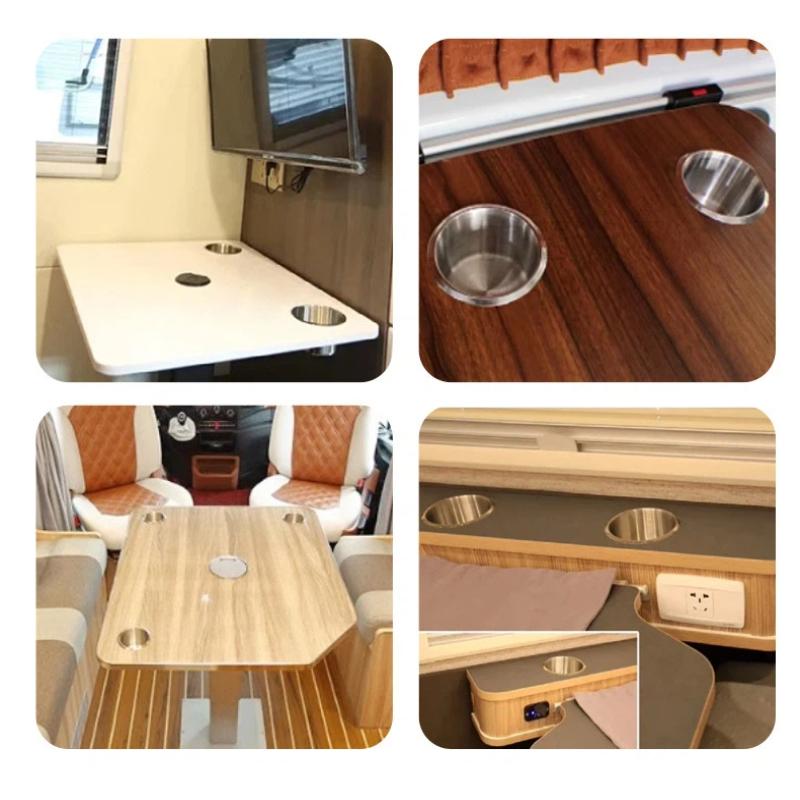 Robuster Einbau-Getränkehalter aus Edelstahl, rostfrei, kippsicher, für Wohnmobil, Boot, Auto, Camping, Sofa, Spieltisch
