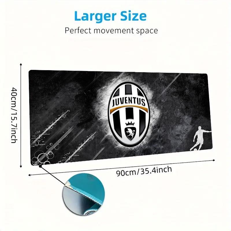 Tappetino Mouse Juventus FC, Tappetino da Scrivania XXL per Gaming, Mousepad Antiscivolo XXL per Laptop e Tablet, Tappetino da Gioco per Mini PC con Bordi Cuciti