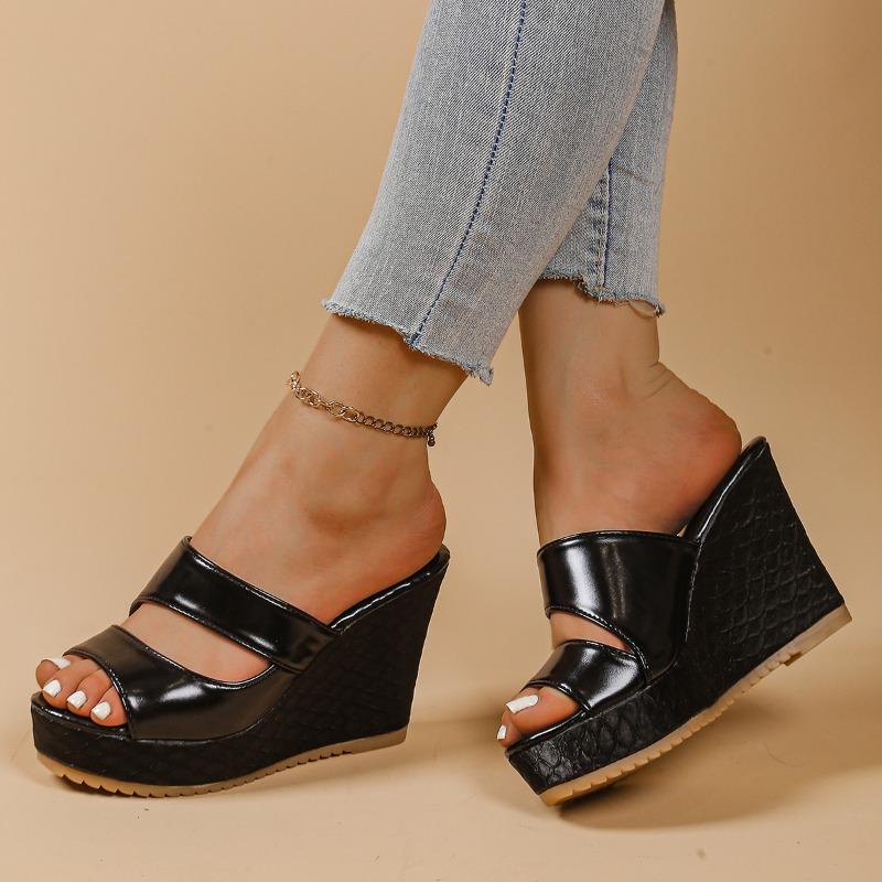 Fashion Summer new style super high heel sandals for women round head open toe set foot waterproof table slippers