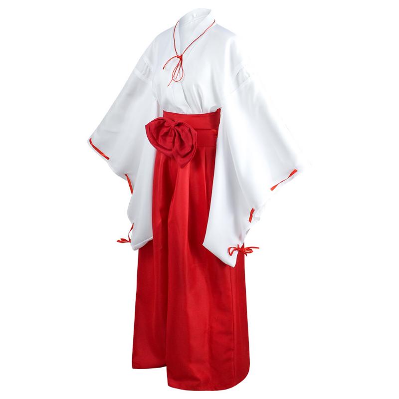 Anime Inuyasha Kiky Kikyō Cosplay Costume Witch Japanese Kimono Performance Clothes Wig with Tops Skirt Uniform Halloween Party