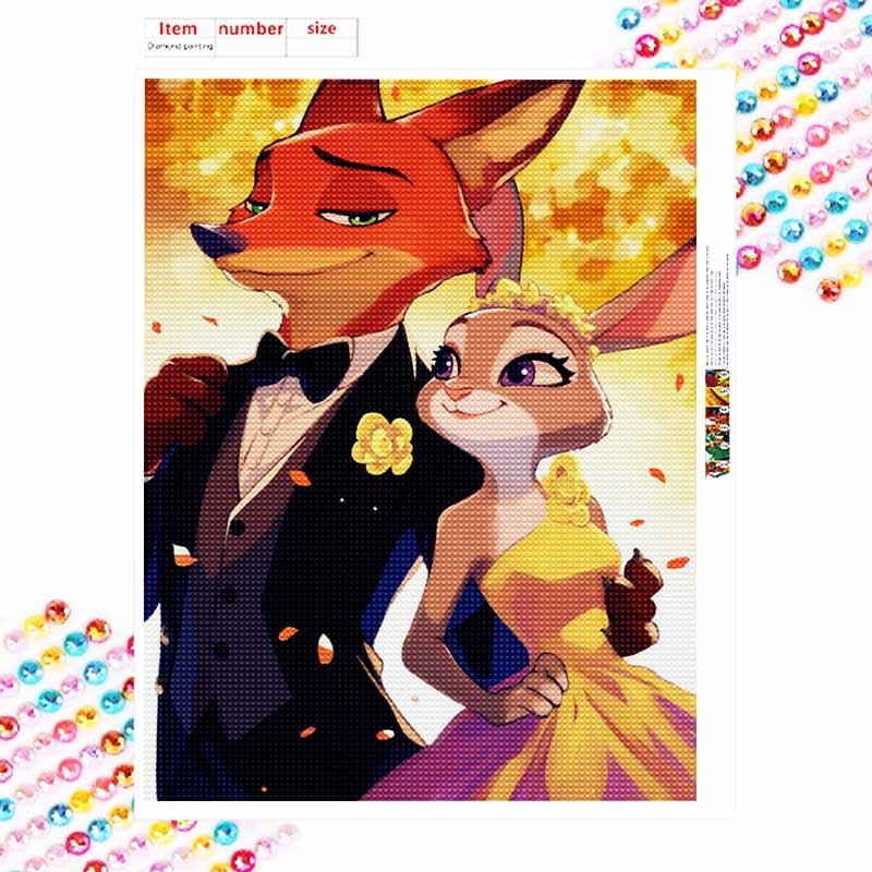 Disney Diamond Painting Full Diamonds 5D Zootopia Nick Wilde Judy Hopps Diamond Art Home Decoration Creative Handicrafts