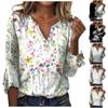 Women's Fashion V-Neck Print 3/4 Sleeves Print T-Shirt Slim Top Casual Tops